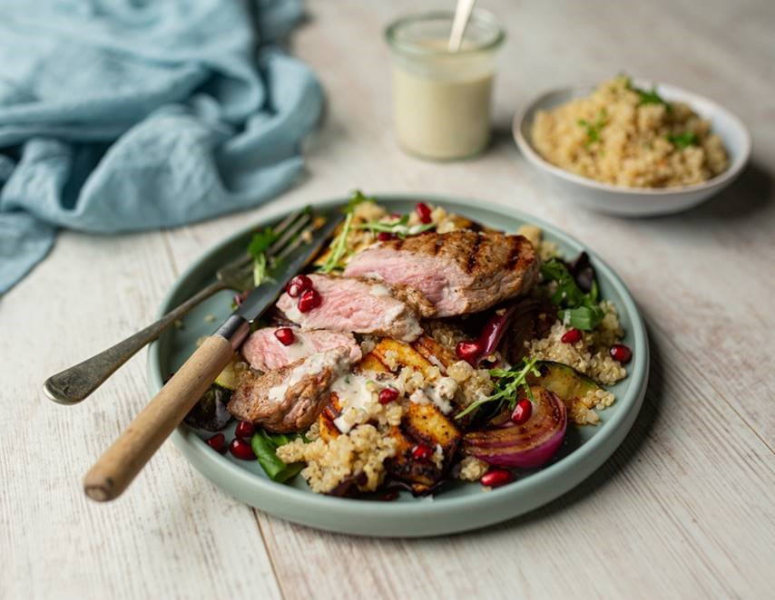 Salade d’agneau, quinoa et halloumi