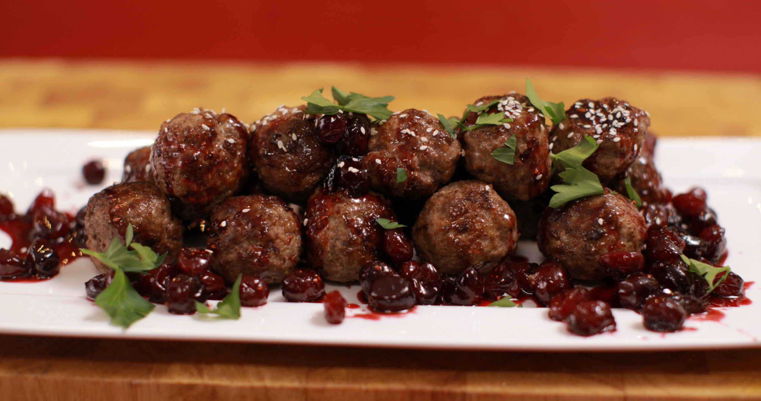 Boulettes de viande et sa sauce aux canneberges